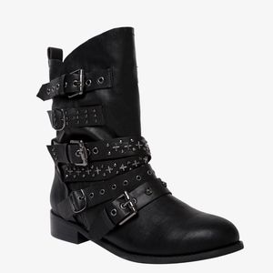 Studded Strap Moto boots (wide width)
